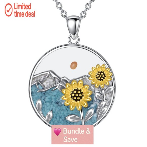 Sterling Silver Mustard Seed Sunflower Pendant Necklace Faith Jewelry Gift